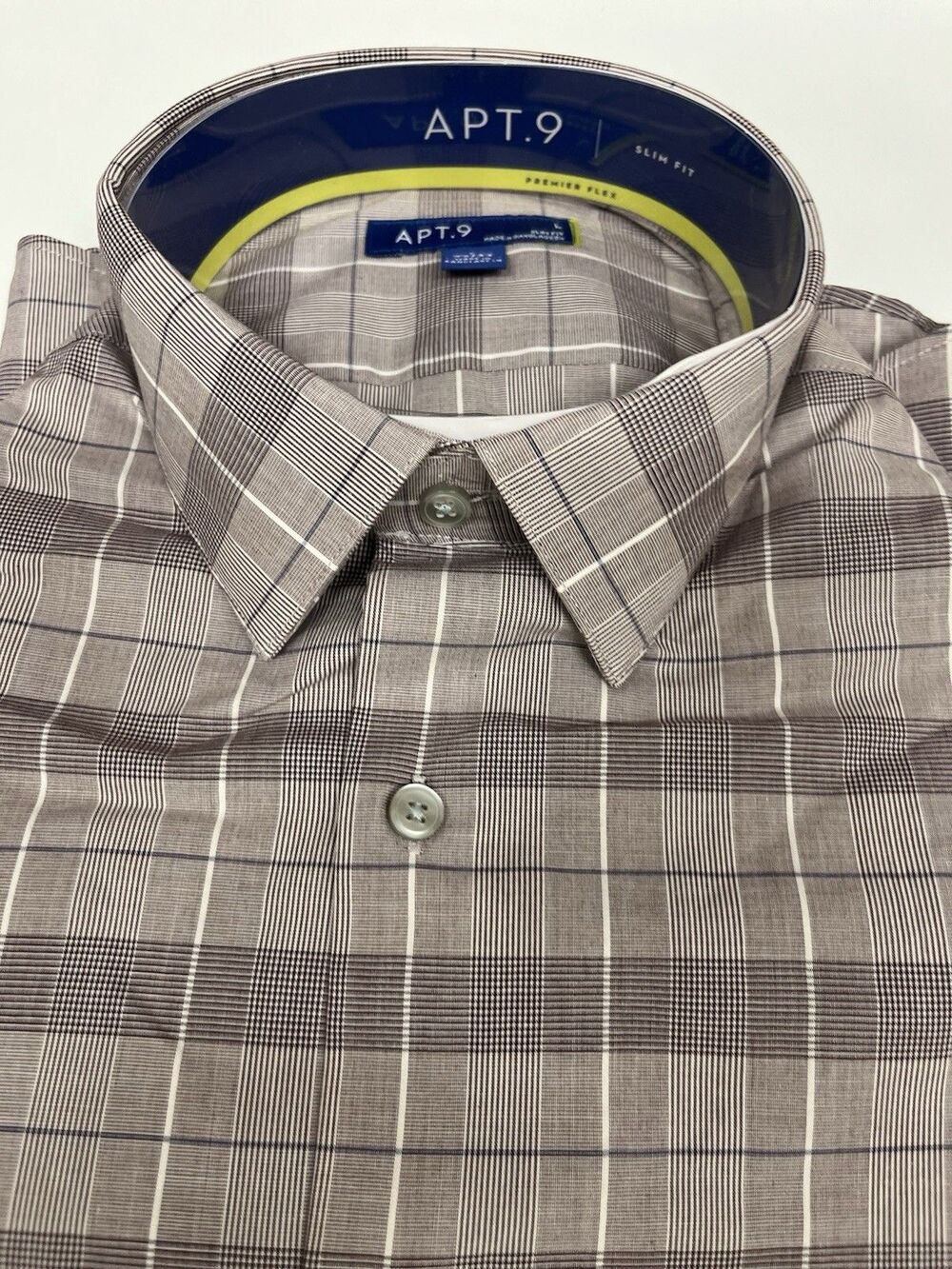 APT.9 menโs Long Sleeve dress shirt Sz L premium flex regular fit white NWT